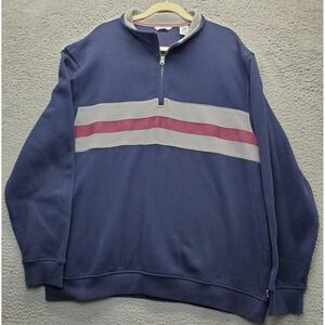 IZOD Sweatshirt Mens XXL Navy Fleece Lined Raglan Sleeve Mock Neck Quarter Zip